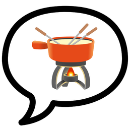 speech balloon and fondue