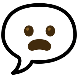speech balloon and frowning face with open mouth