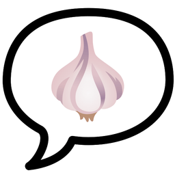 speech balloon and garlic