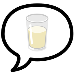 speech balloon and glass of milk