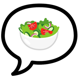 speech balloon and green salad