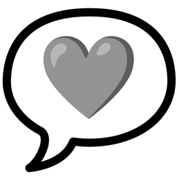 speech balloon and grey heart