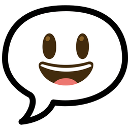 Speech balloon and Grinning face with big eyes