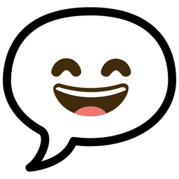 Speech balloon and Grinning face with smiling eyes