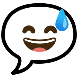 Speech balloon and Grinning face with sweat