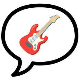 speech balloon and guitar