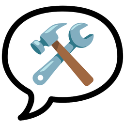 speech balloon and hammer and wrench