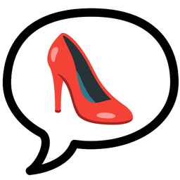 speech balloon and high-heeled shoe