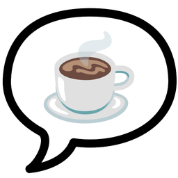 speech balloon and hot beverage