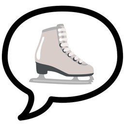 speech balloon and ice skate