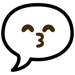 Speech balloon and Kissing face with smiling eyes