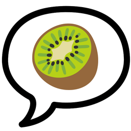speech balloon and kiwi fruit