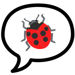 speech balloon and lady beetle