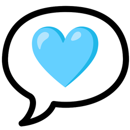 speech balloon and light blue heart