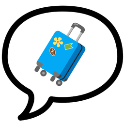 speech balloon and luggage