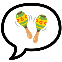 speech balloon and maracas