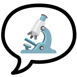 speech balloon and microscope