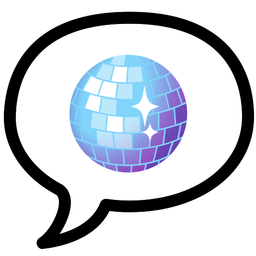 speech balloon and mirror ball