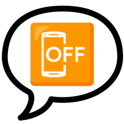 speech balloon and mobile phone off