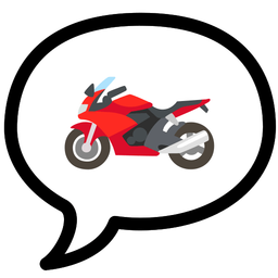 speech balloon and motorcycle