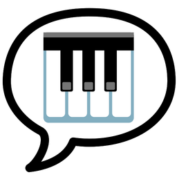 speech balloon and musical keyboard