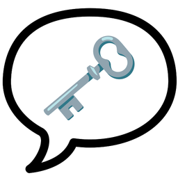 speech balloon and old key