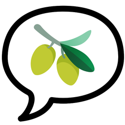 speech balloon and olive