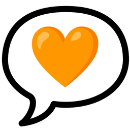 speech balloon and orange heart