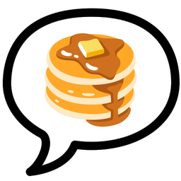 speech balloon and pancakes