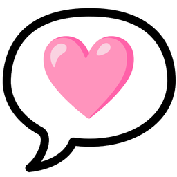speech balloon and pink heart