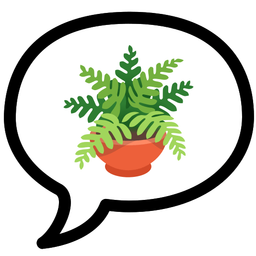 speech balloon and potted plant