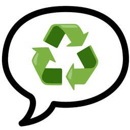 speech balloon and recycling symbol