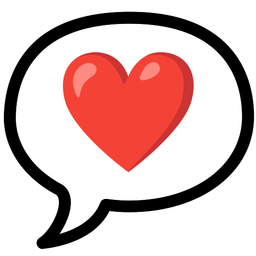 speech balloon and red heart