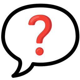 speech balloon and red question mark