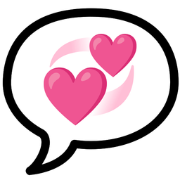 speech balloon and revolving hearts
