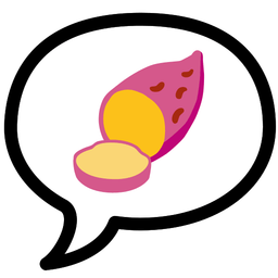 speech balloon and roasted sweet potato