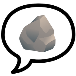 speech balloon and rock