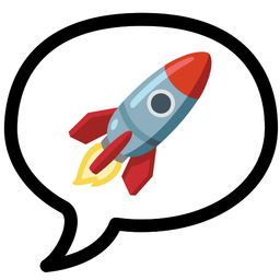 speech balloon and rocket