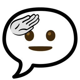 speech balloon and saluting face