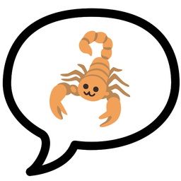 speech balloon and scorpion