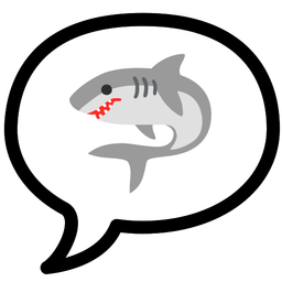 speech balloon and shark