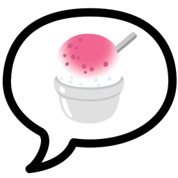 speech balloon and shaved ice