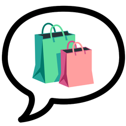 speech balloon and shopping bags