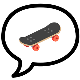 speech balloon and skateboard