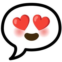 Speech balloon and Smiling face with heart-eyes