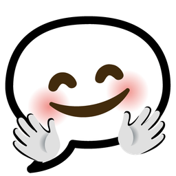 Speech balloon and Smiling face with open hands