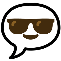 speech balloon and smiling face with sunglasses