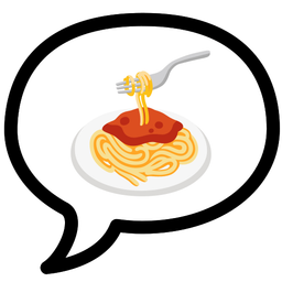 speech balloon and spaghetti