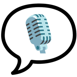 speech balloon and studio microphone