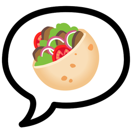 speech balloon and stuffed flatbread